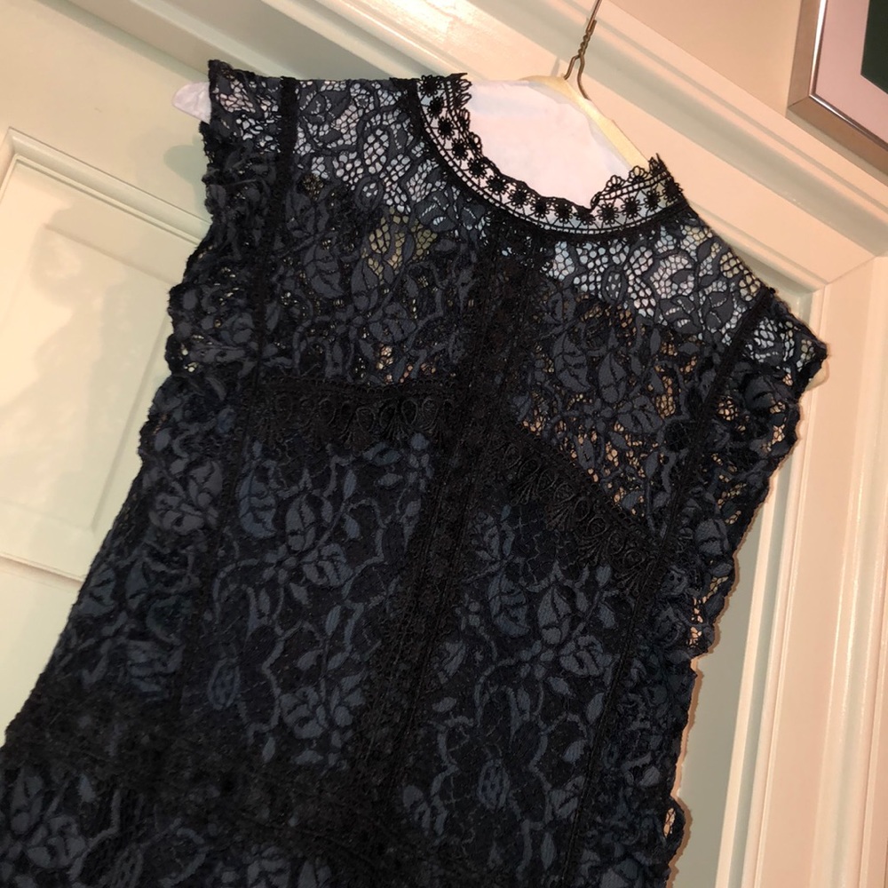 Black and navy blue lace dress